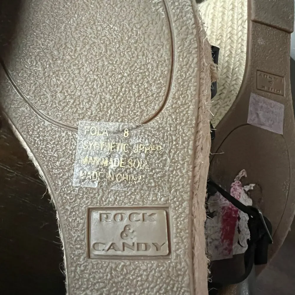 Rock‎ & Candy Woman’s Fola Espadrille Black Wedge Sandal- Size 8